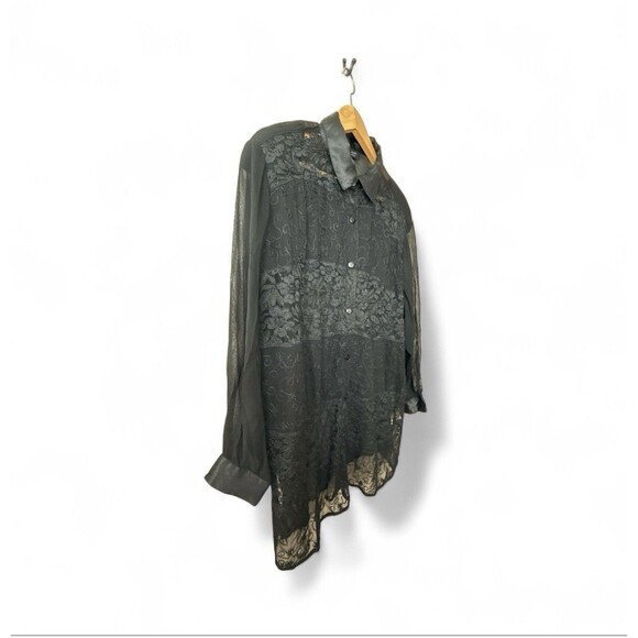 Lane Bryant Design Sheer Beaded Embroidered Size 18/20 Black Button Up Shirt NWT - Picture 6 of 8